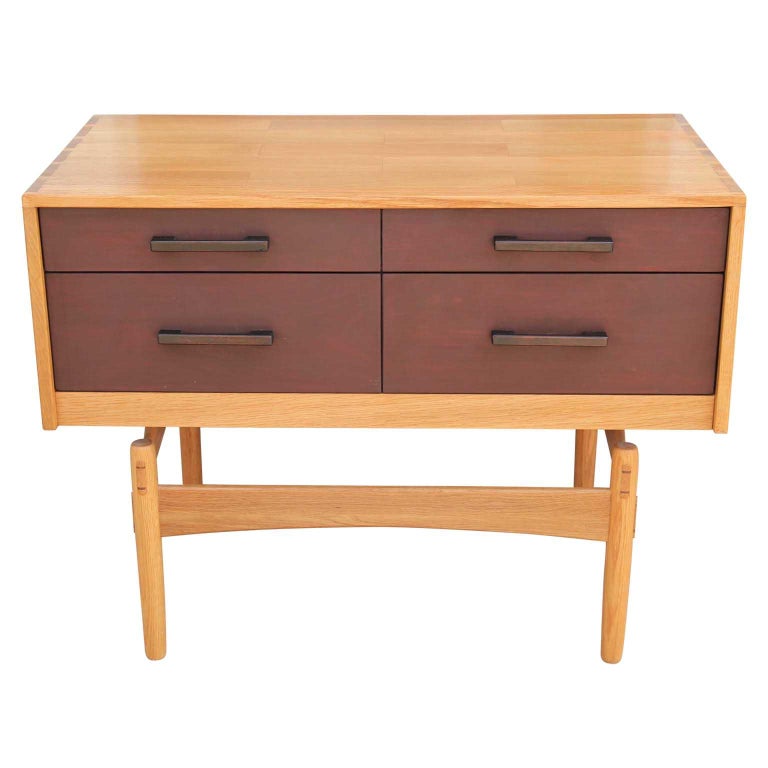 North American Modern Texas White Oak Two Drawer Two Tone Side Table / Chest by Norm Stoeker For Sale