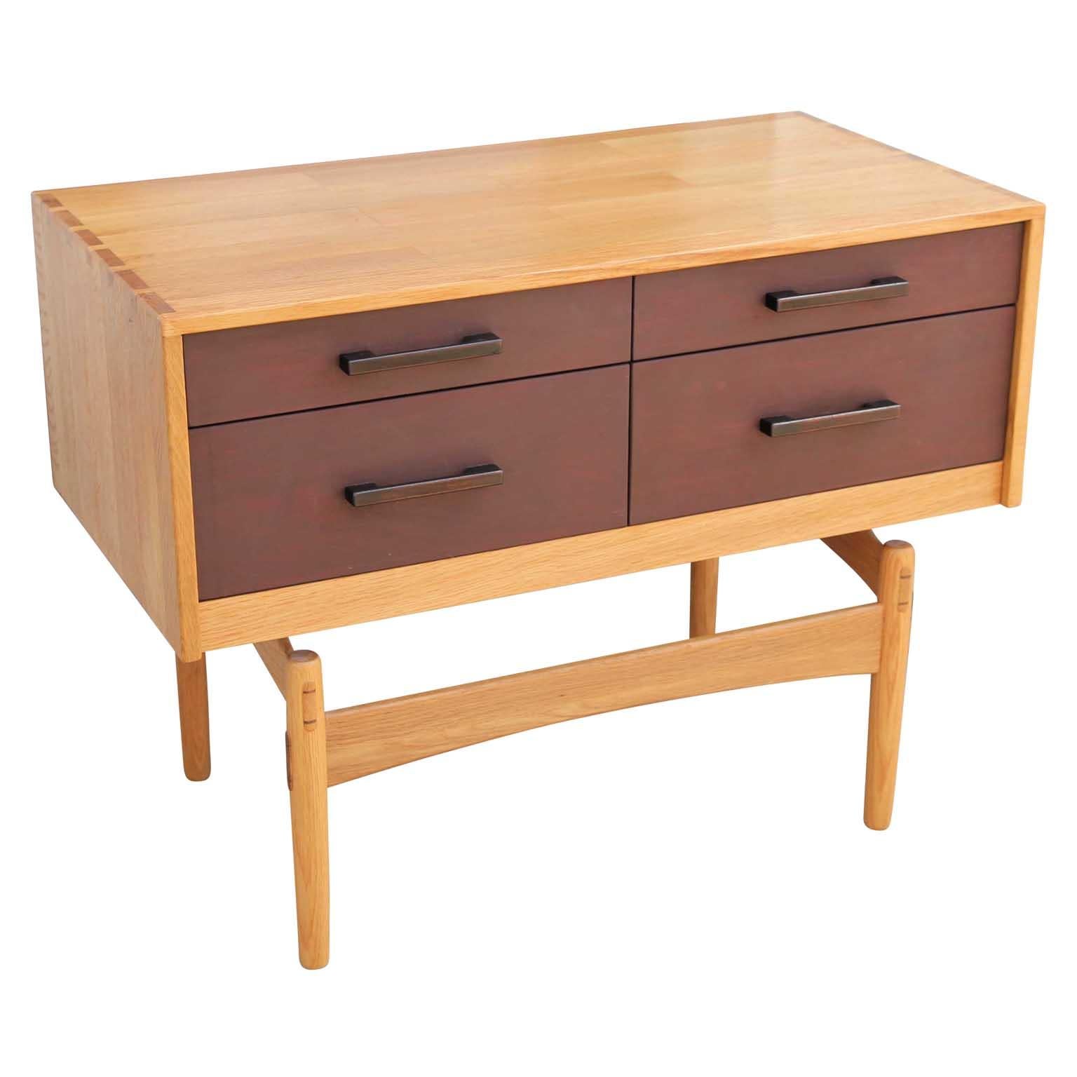 Modern Texas White Oak Two Drawer Two Tone Side Table / Chest by Norm Stoeker In New Condition In Houston, TX