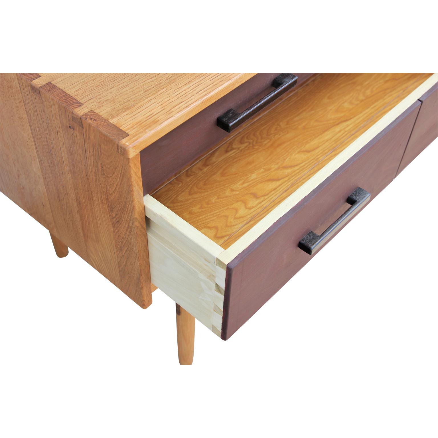 Modern Texas White Oak Two Drawer Two Tone Side Table / Chest by Norm Stoeker 3