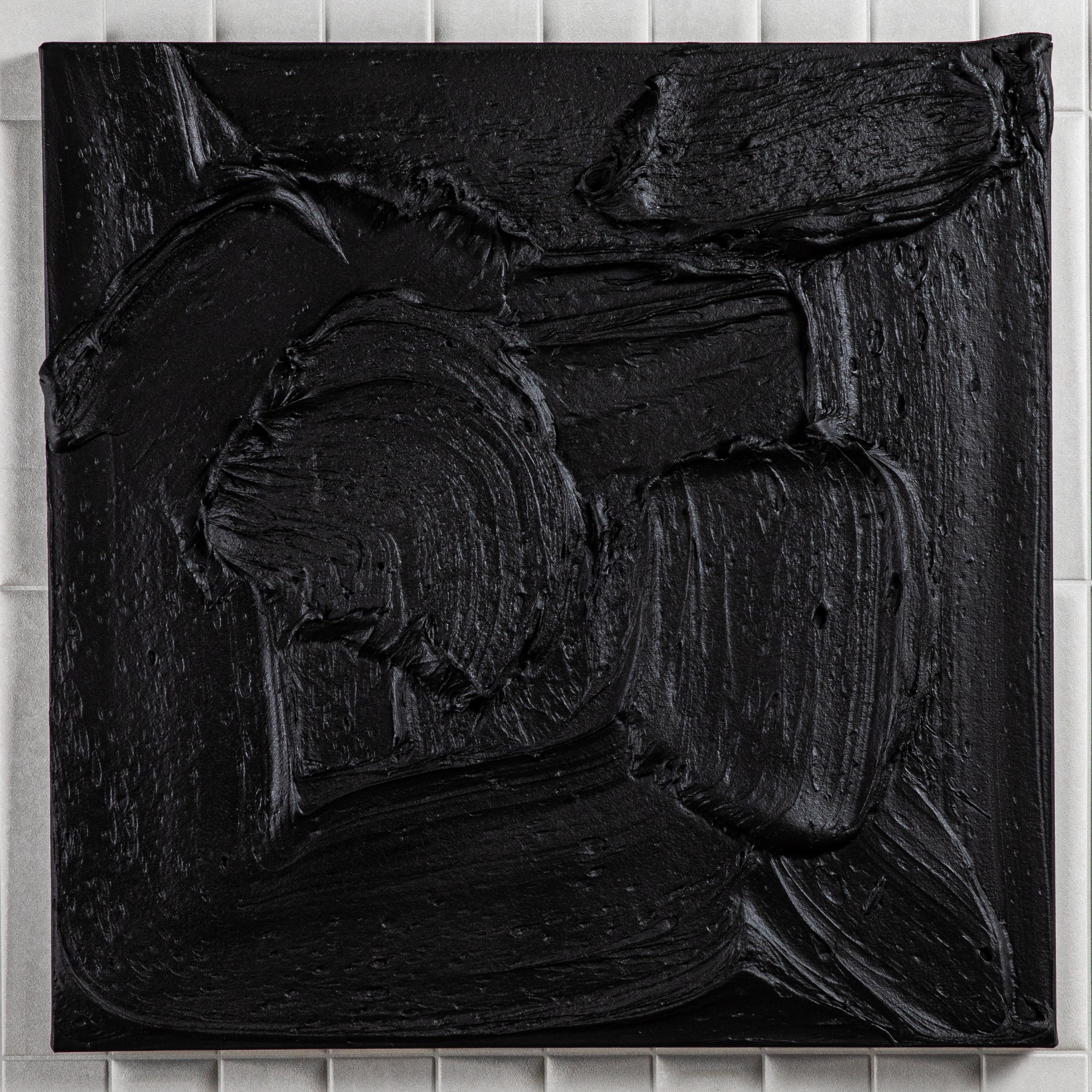 A captivating exploration of depth and dimension, this abstract textural painting by Michael Allen is a striking statement of modern artistry. Executed on a wood panel, the composition features bold, sculptural layers that interplay with light and