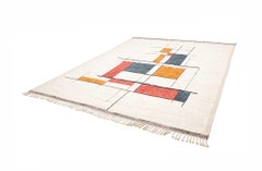 Modern Texture Designed Custom Wool Rug in Style De Stijl Bauhaus, 8.6 x 10.4 FT