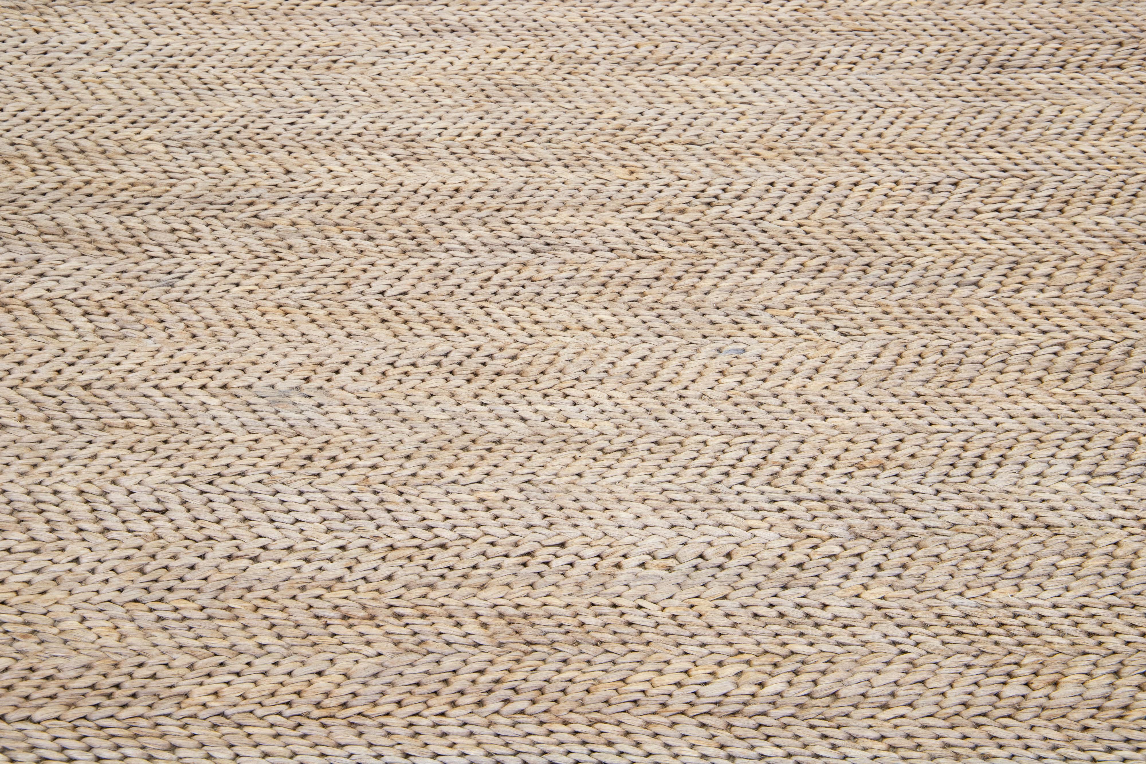 Handgewebter Teppich aus Jute und Baumwolle in natürlichem Beige mit moderner Textur im Zustand „Neu“ im Angebot in Norwalk, CT