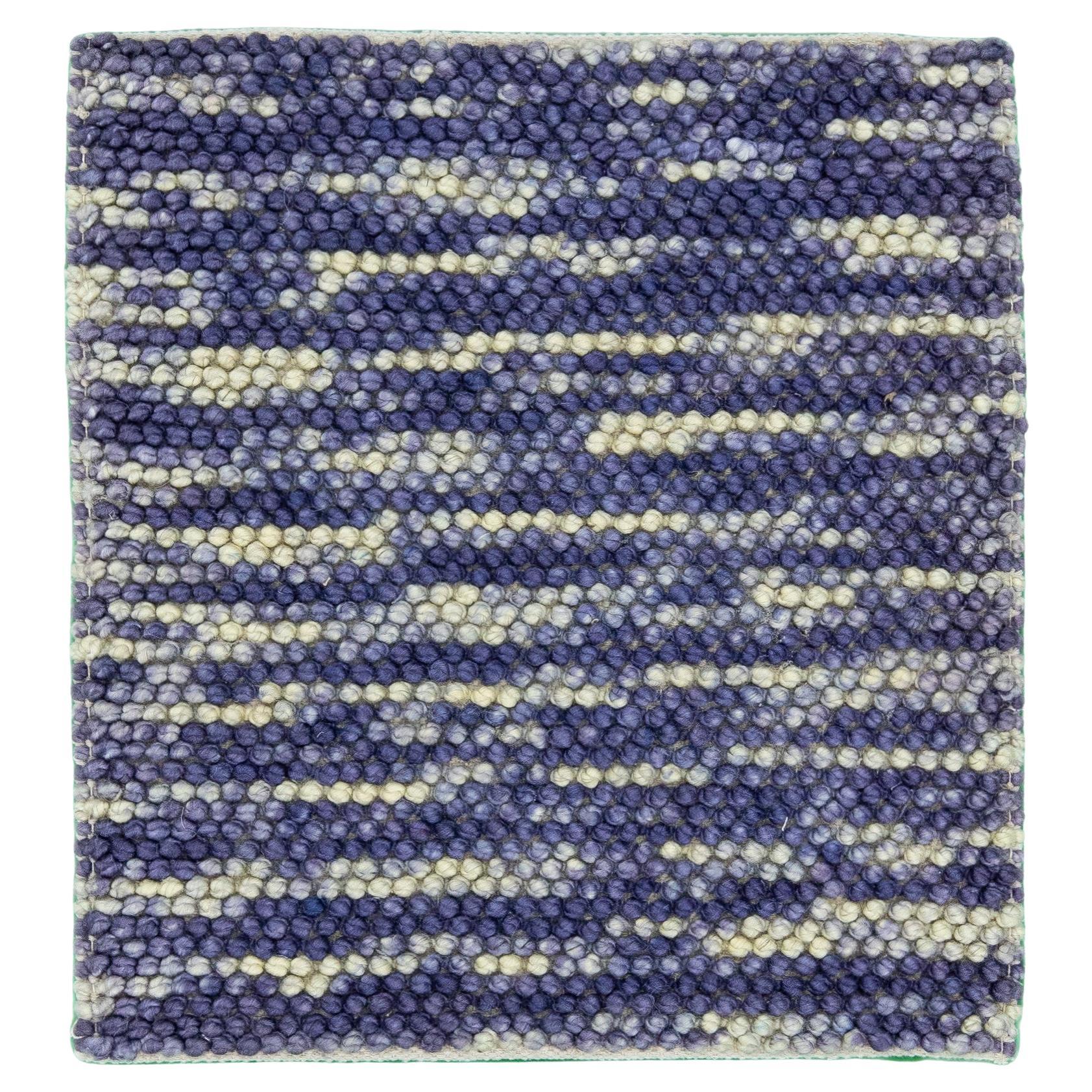Modern Texture Handmade Custom Blue Wool Rug