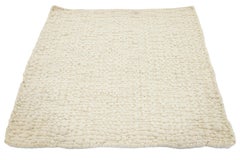 Modern Texture Handmade Custom Ivory Wool Rug