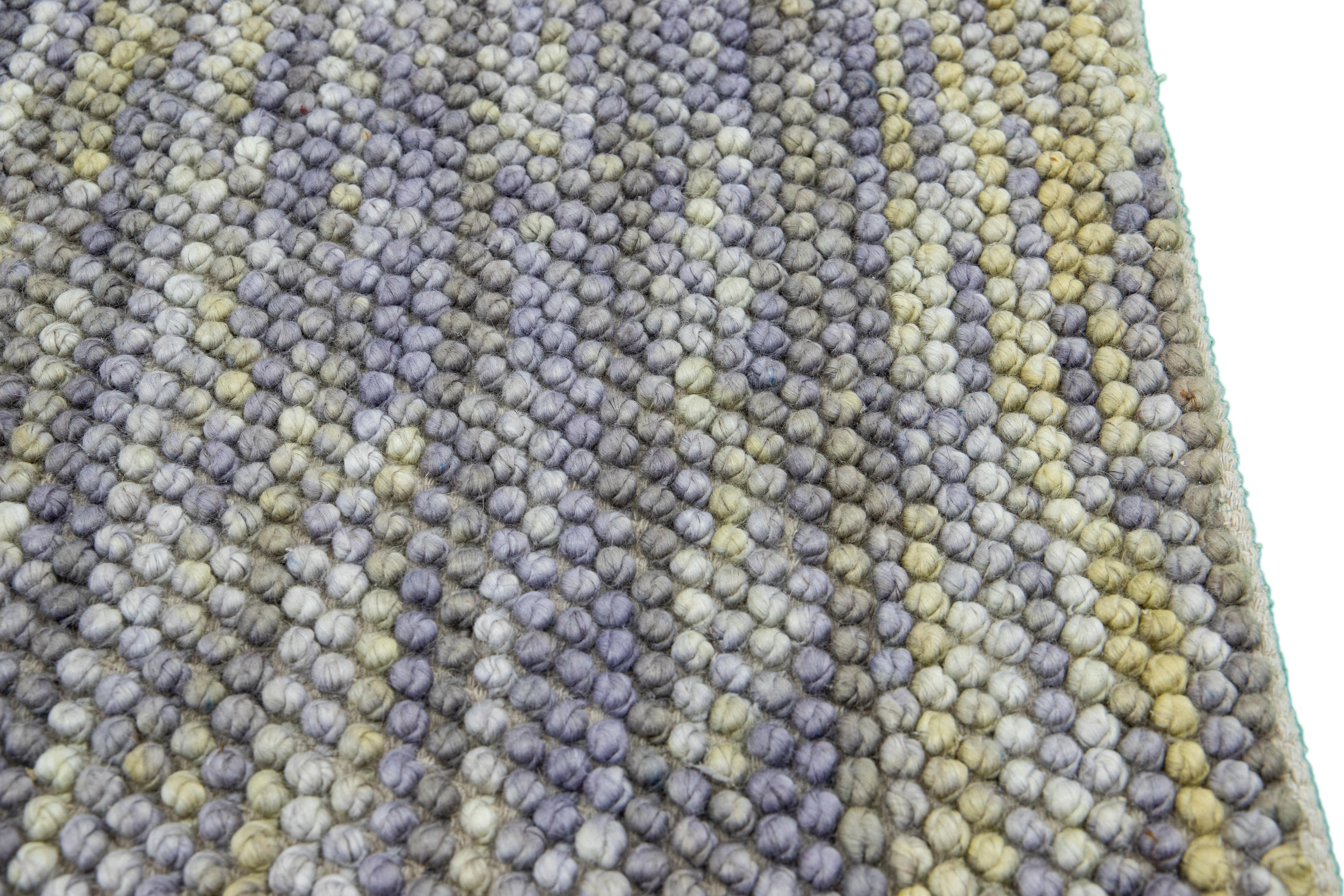 Modern Texture Handmade Custom Multicolor Wool Rug (Moderne) im Angebot