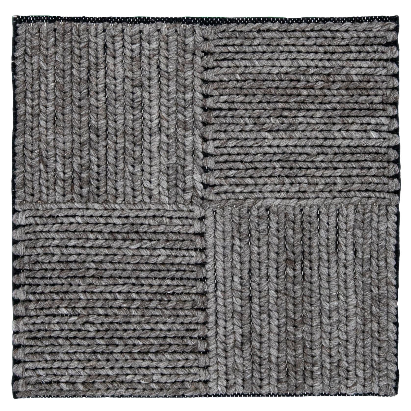 Modern Texture Handmade Gray/Black Custom Wool Rug