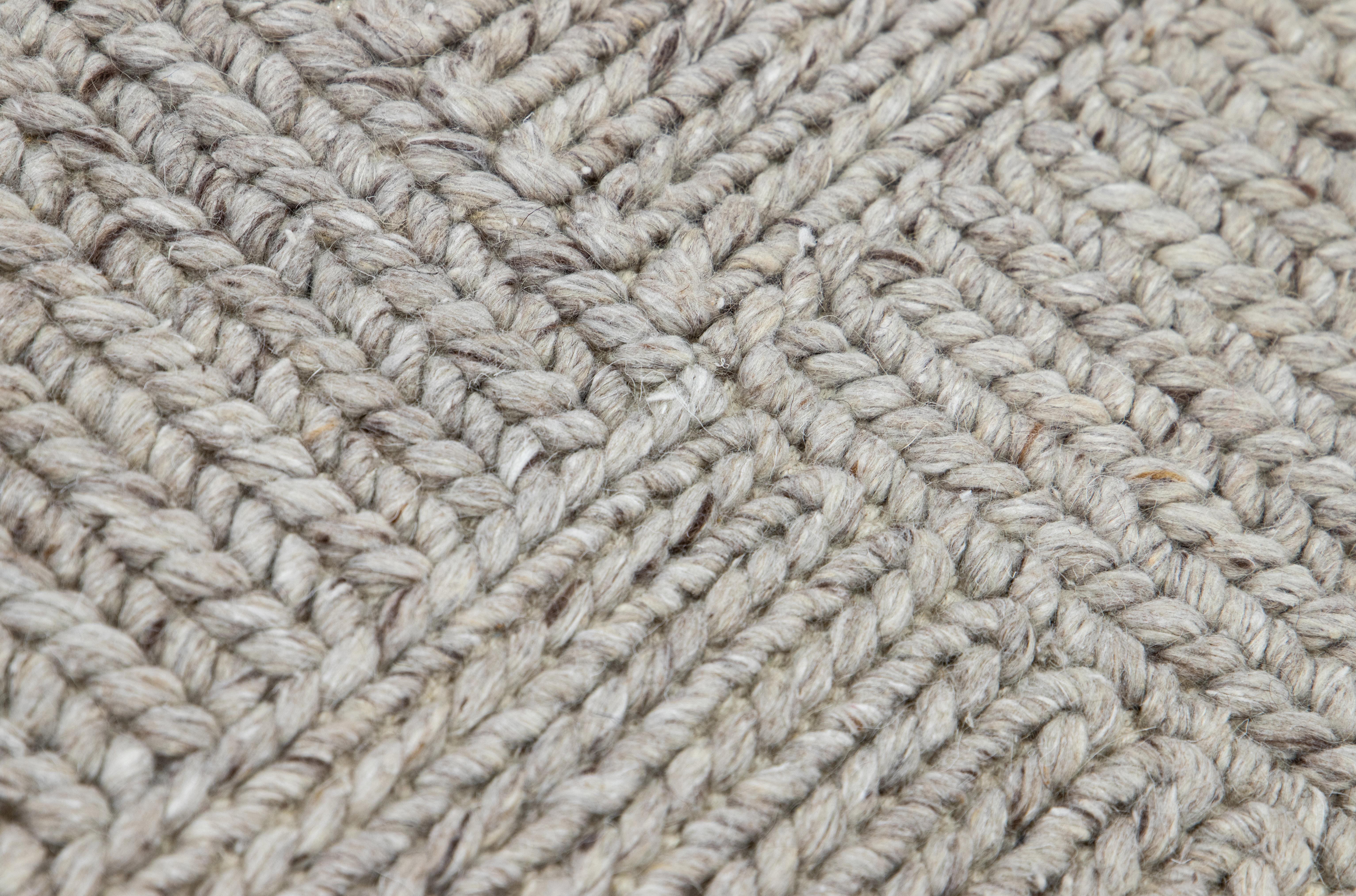 Modern Texture Handmade Gray Custom Wool Rug (Handgeknüpft) im Angebot