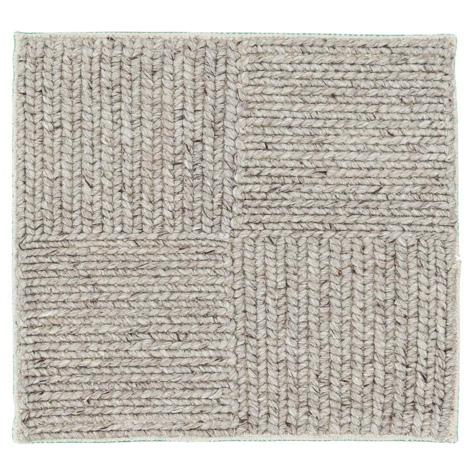Modern Handmade Texture Designed Wool Rug In Gray For Sale at 1stDibs