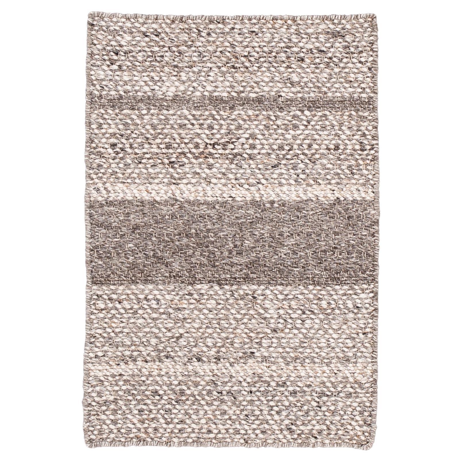 Modern Texture Handmade Gray & Ivory Custom Wool Rug