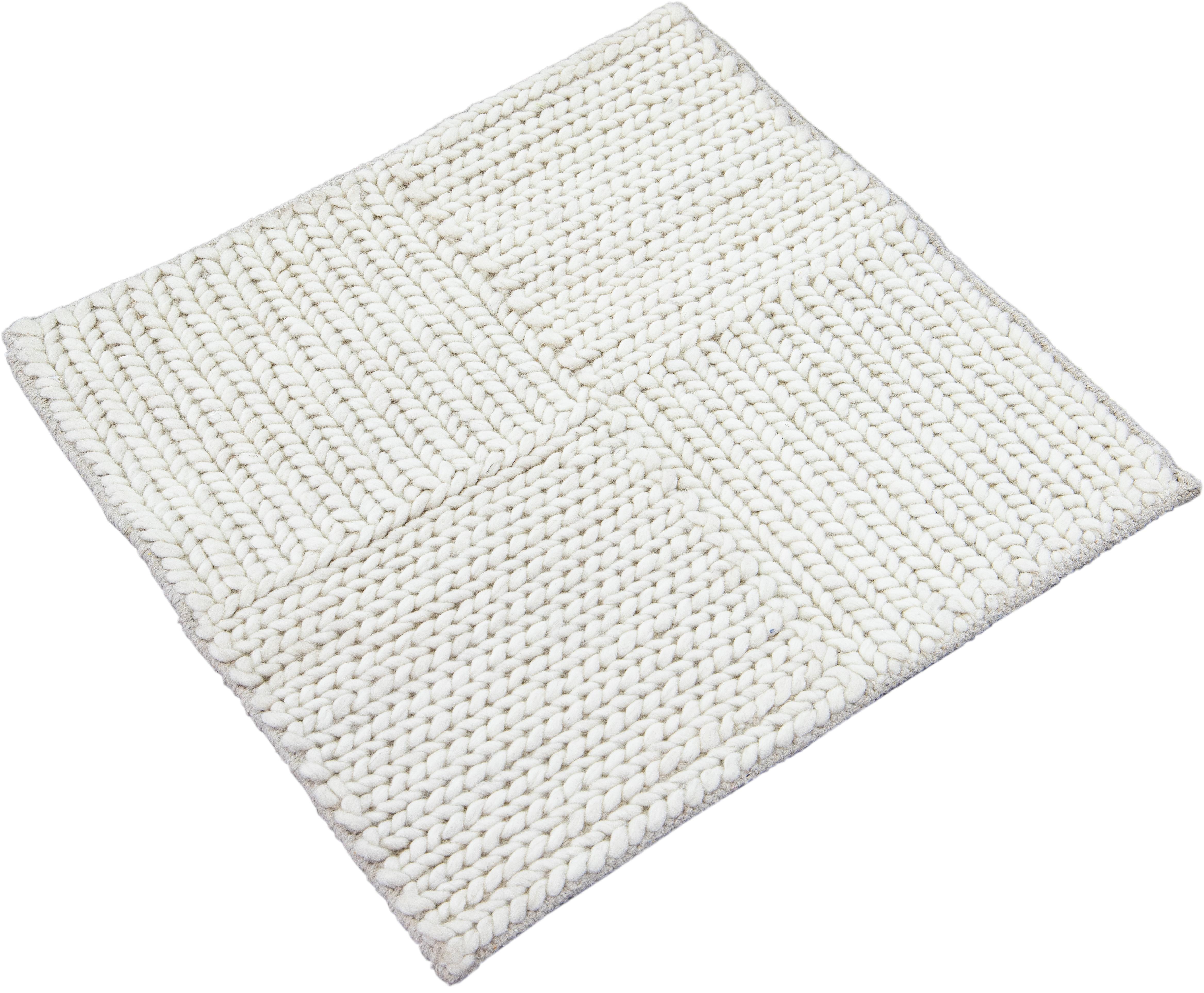 Modern Texture Handmade Ivory Custom Wool Rug (Indisch) im Angebot