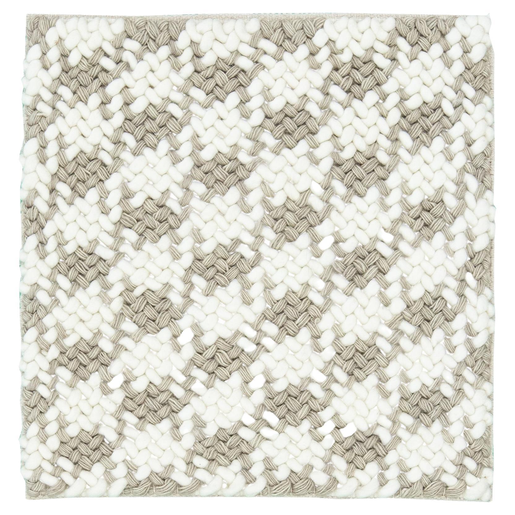 Modern Texture Handmade White/Beige Custom Wool Rug