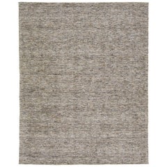 Handgefertigter Wollteppich in Beige mit moderner Textur
