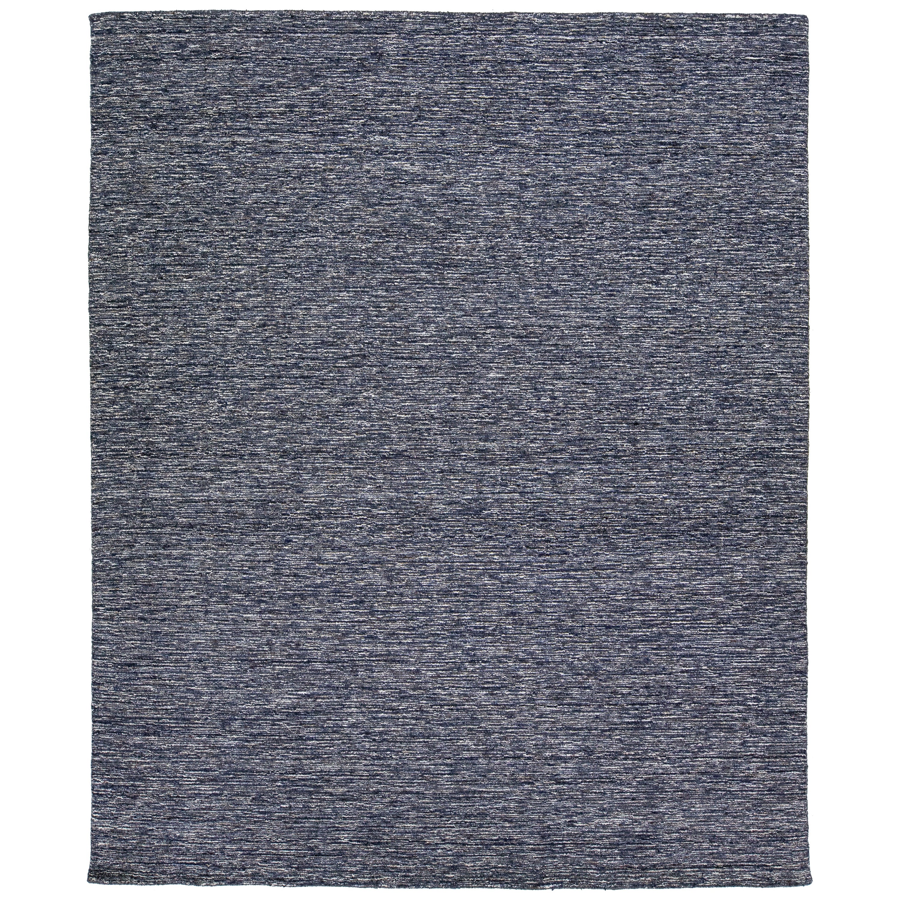 Modern Texture Handmade Wool Rug In Navy Blue Color