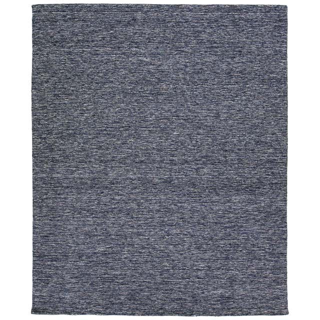 Modern Handwoven Wool Rug Paddle Dhurrie in Dark Blue and White Spike ...