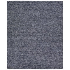 Modern Texture Handmade Wool Rug In Navy Blue Color
