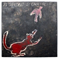 Modern Textured Acrylic Canvas Painting Michel Erussard Il Sentait La Chair 2000