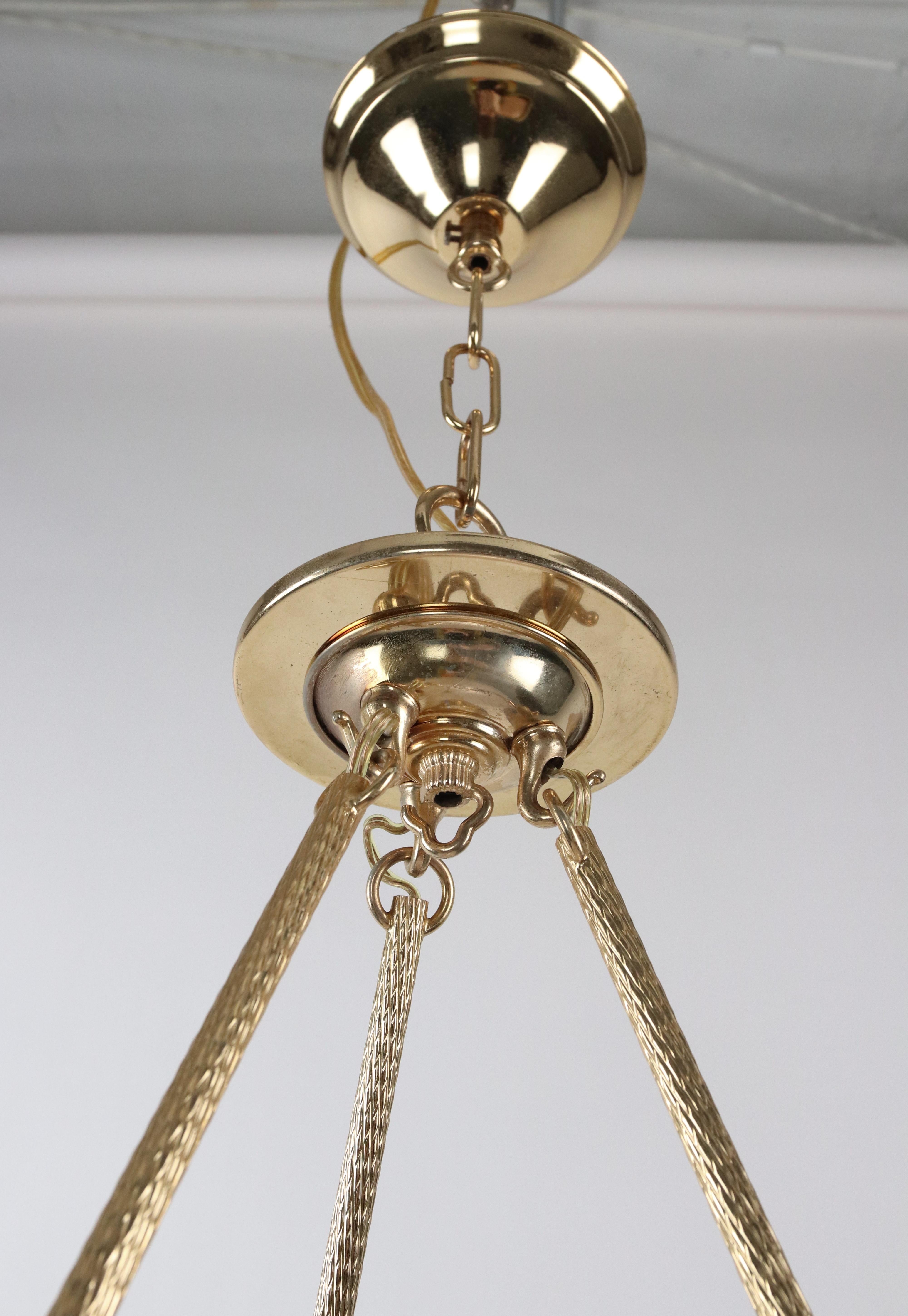 Moderne Pendelleuchte aus strukturiertem Glas und poliertem Messing im Angebot 6