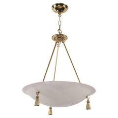 Modern Textured Glass Dish Polished Brass Pendant Light