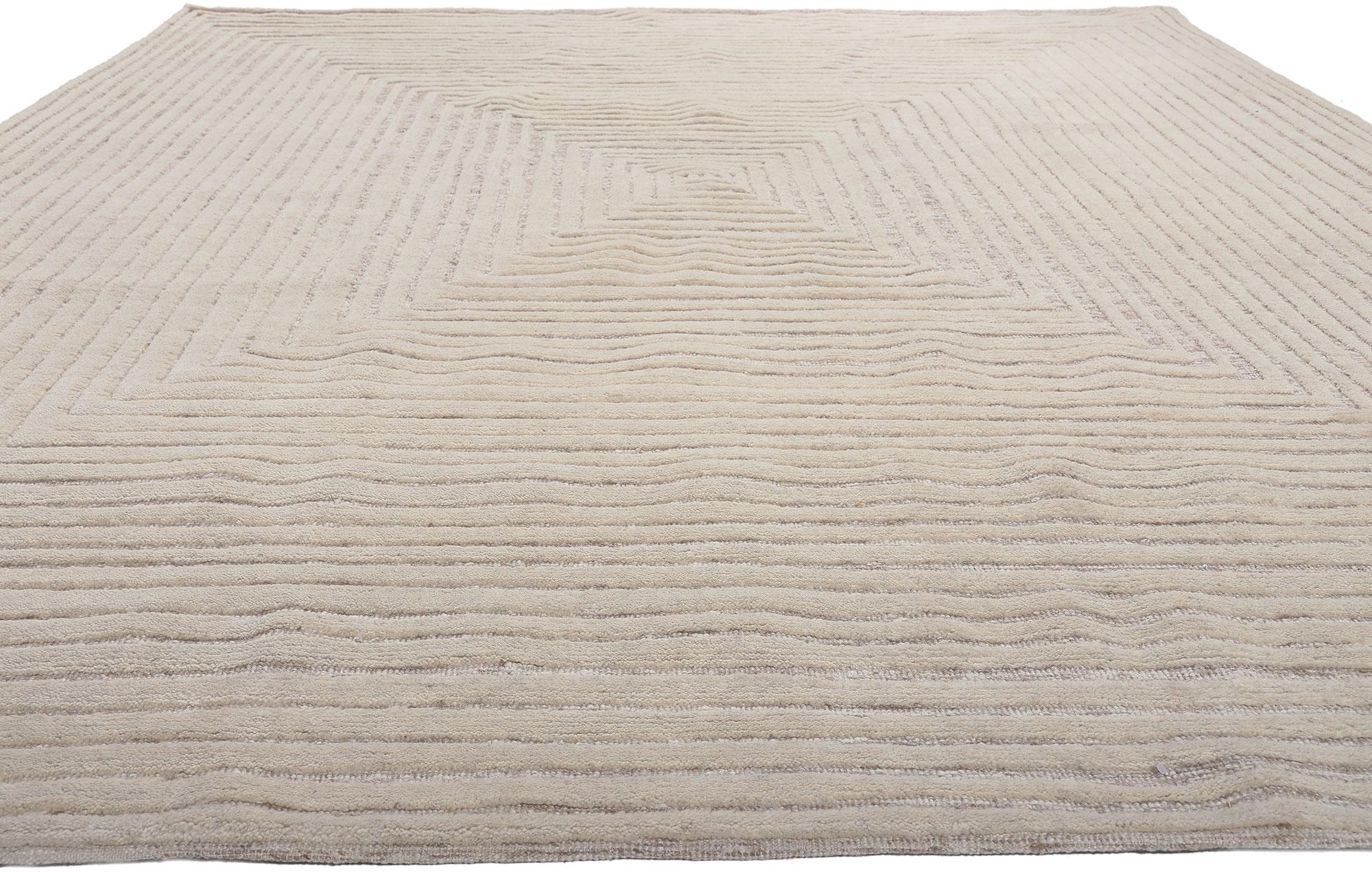 Minimalist Modern Textured High-Low Rug, Sublime Simplicity Meets Tantalizing Texture
