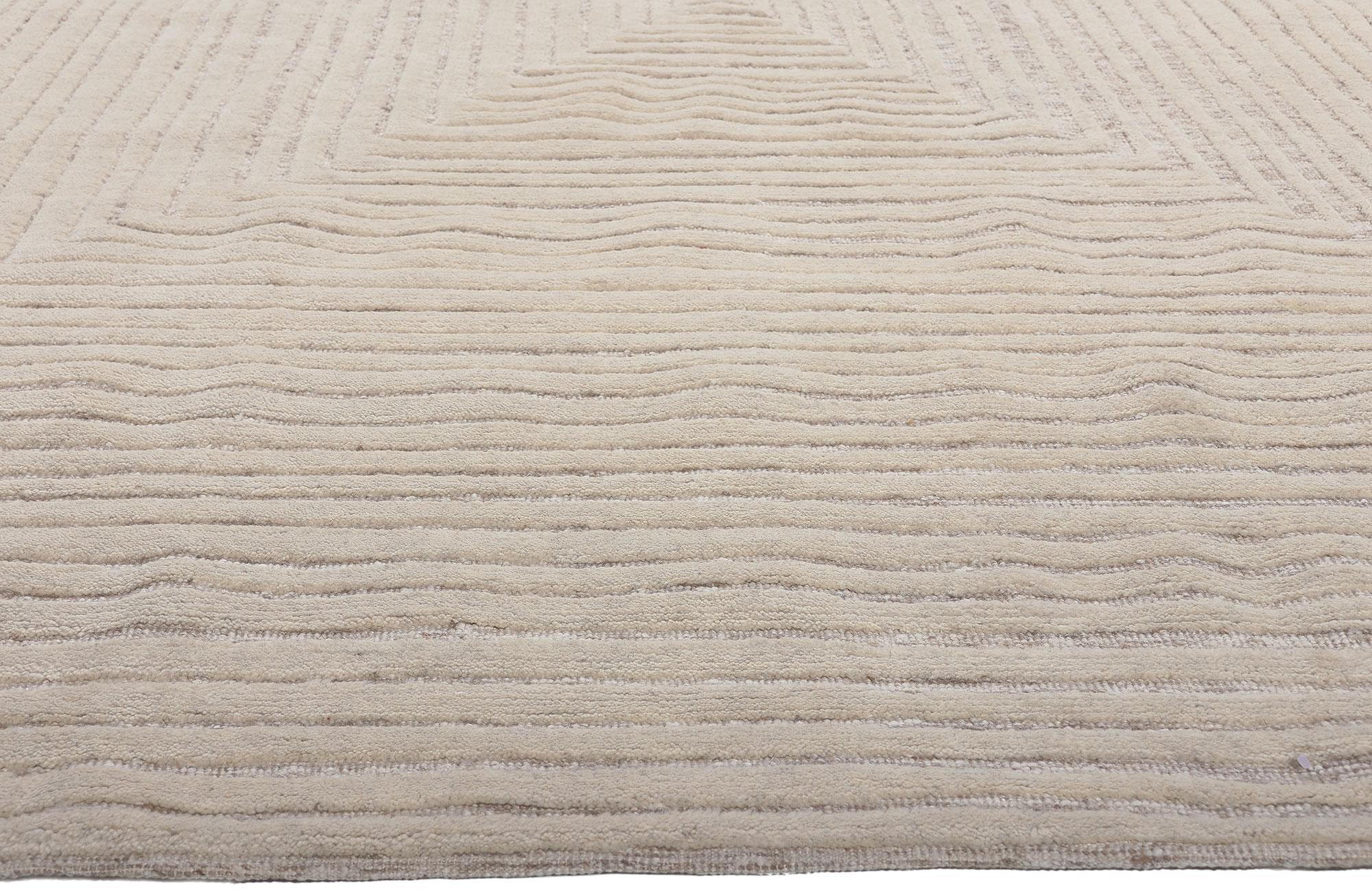 Indian Modern Textured High-Low Rug, Sublime Simplicity Meets Tantalizing Texture
