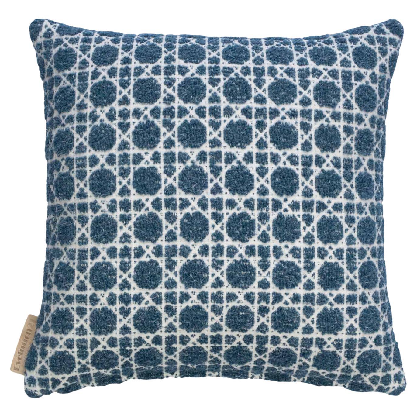 Modern Textured Patterned Throw Pillow Blue "Cannage" by Evolution21 For Sale