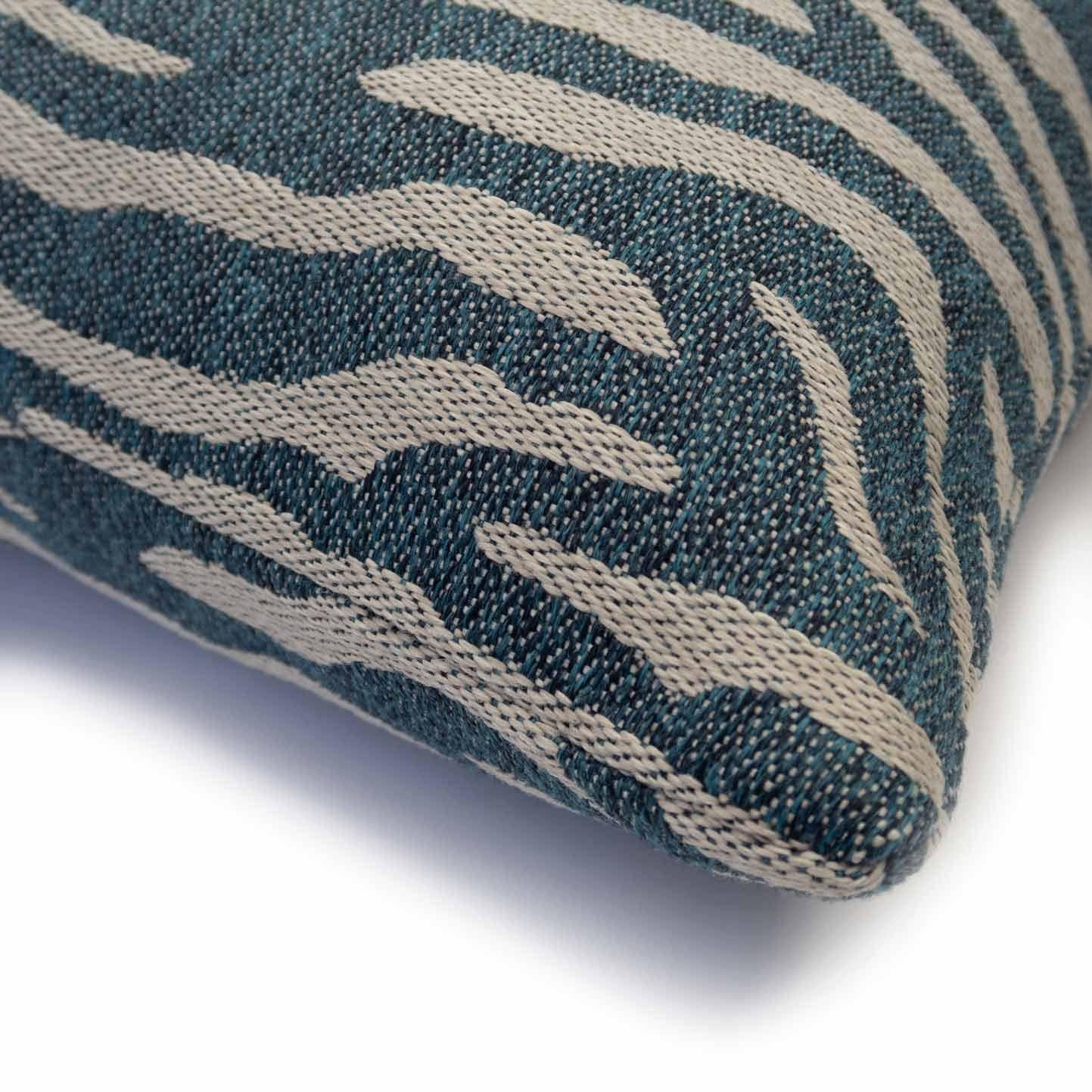 Hand-Crafted Modern Textured Patterned Throw Pillow Blue 