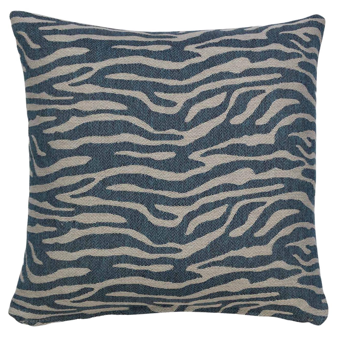 Modern Textured Patterned Throw Pillow Blue "Cayenne" by Evolution21 For Sale