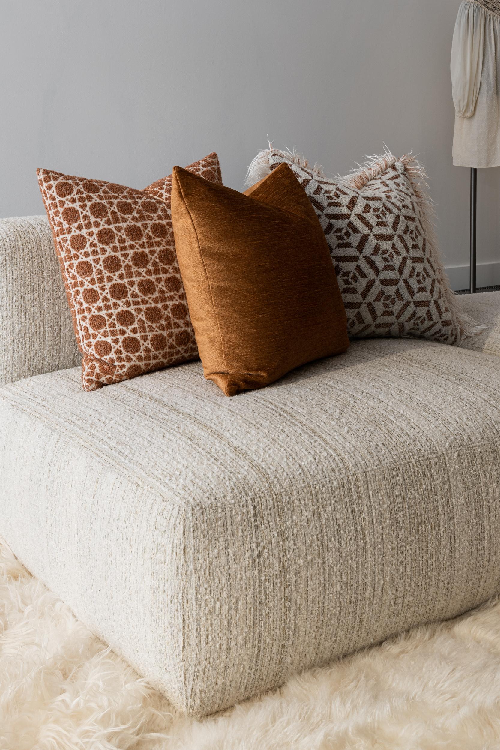 Belgian Modern Textured Patterned Throw Pillow Pink 