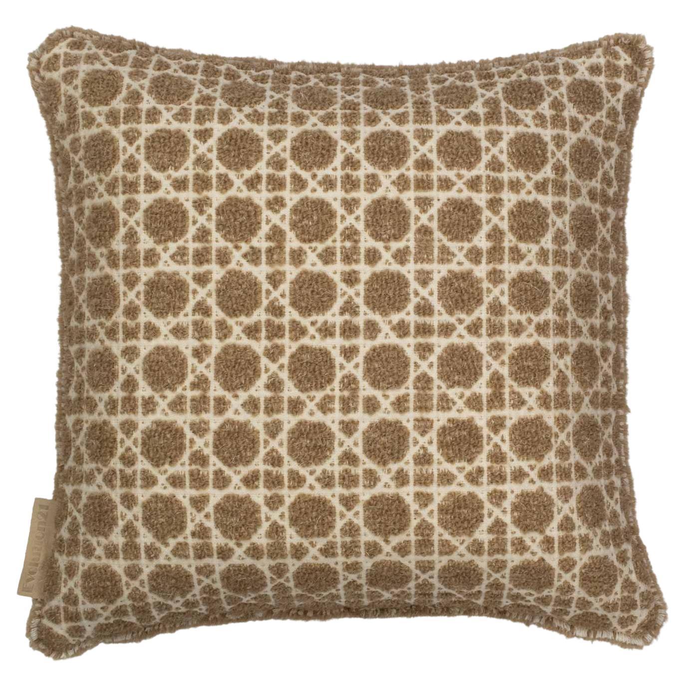 Modern Textured Patterned Throw Pillow Sand Yellow "Cannage" by Evolution21 For Sale