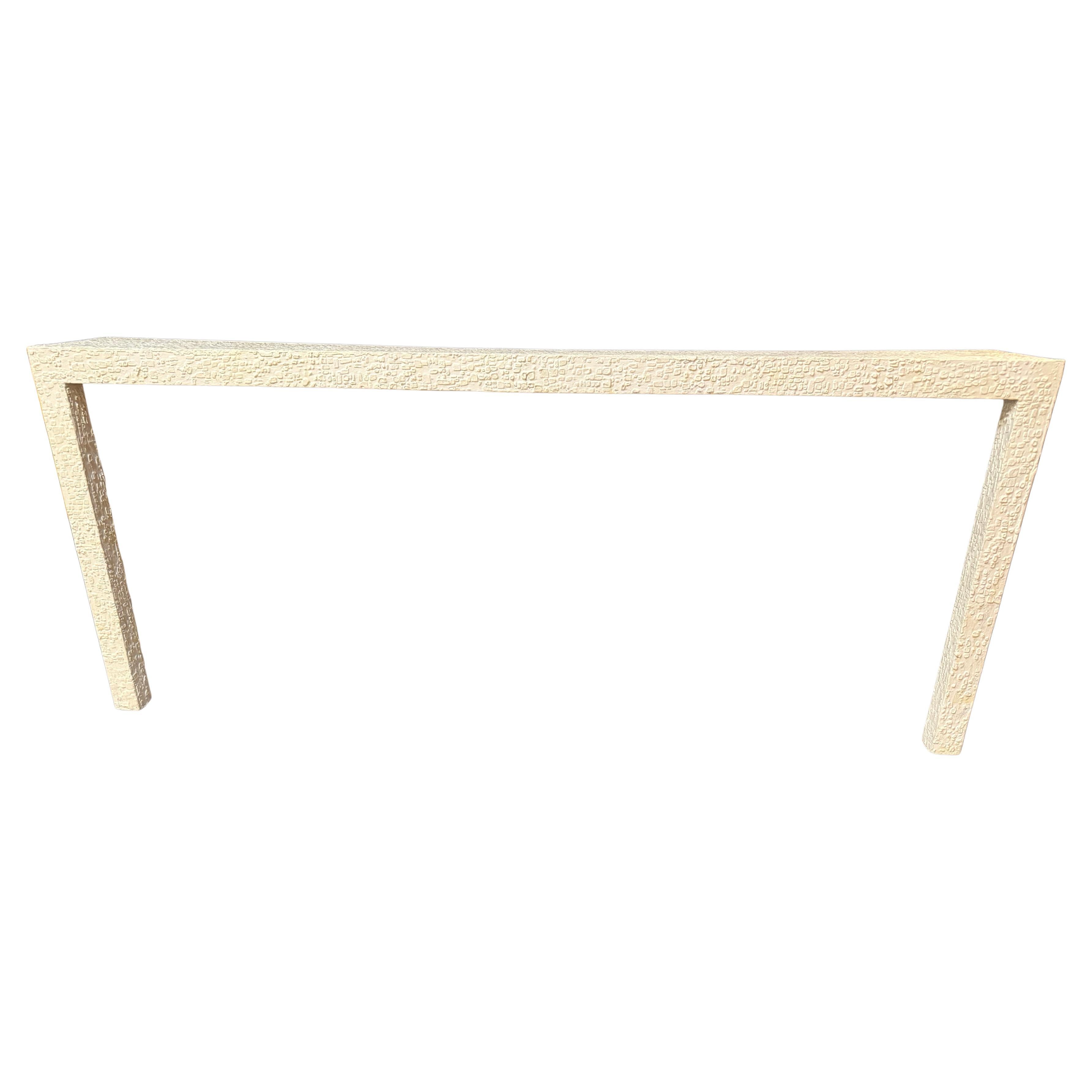 Modern Textured Plaster Console Table in the Style of Karl Springer For Sale