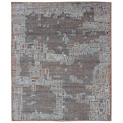 Tappeto moderno con motivo geometrico astratto in marrone e blu 8
1 x 9
11