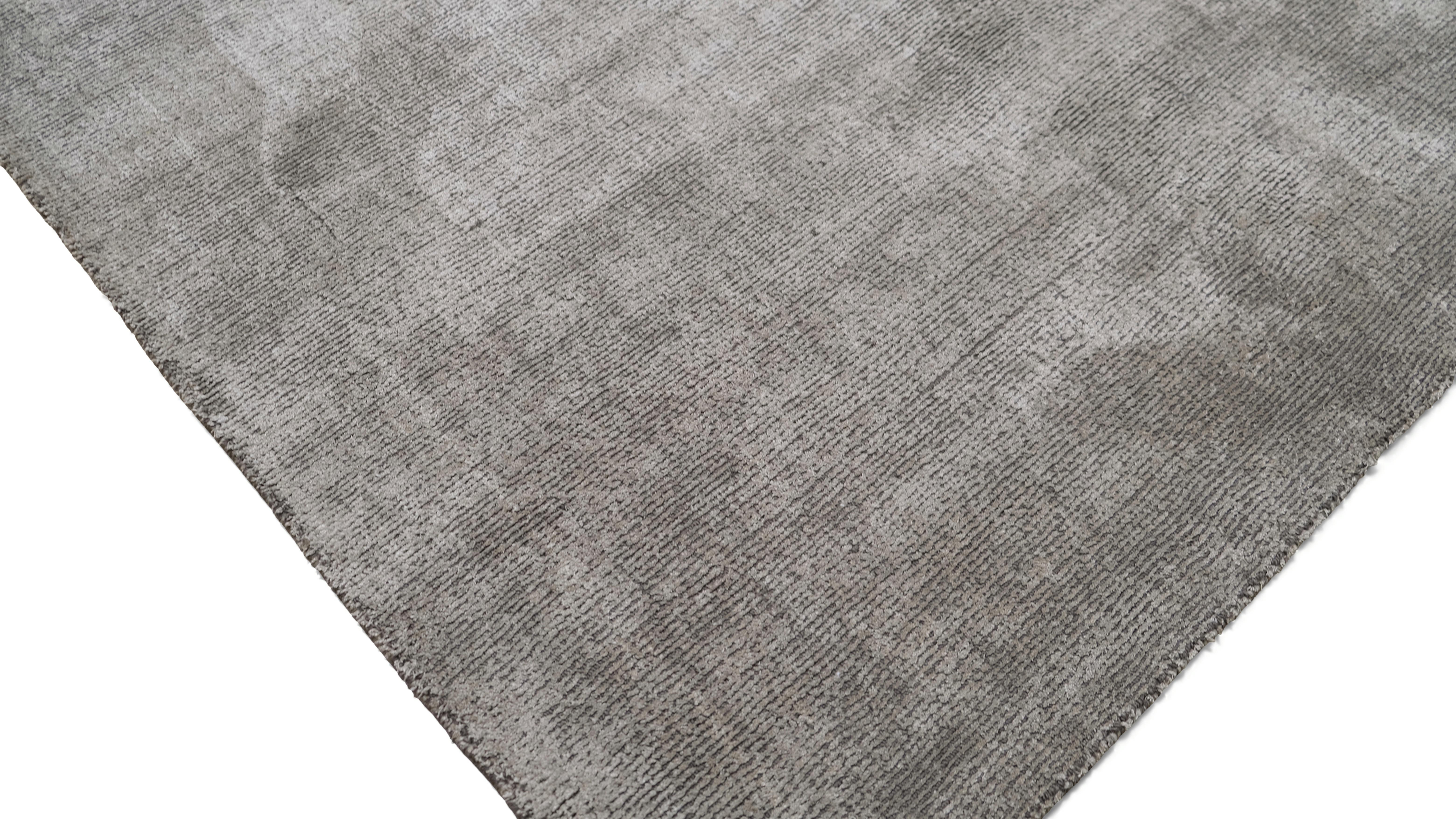 Moderner Teppich aus strukturierter Seide und Wolle 8'x10' (Minimalistisch) im Angebot
