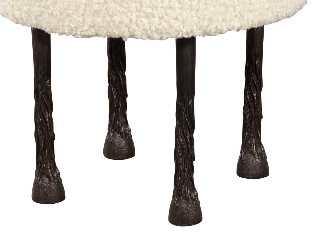 Modern Textured Stool on Sculpted Metal Legs by Ellen Degeneres Mammoth Stool In New Condition For Sale In North York, ON