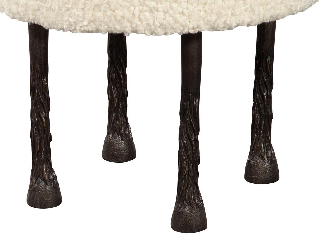 Contemporary Modern Textured Stool on Sculpted Metal Legs by Ellen Degeneres Mammoth Stool For Sale