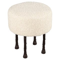 Modern Textured Stool on Sculpted Metal Legs by Ellen Degeneres Mammoth Stool