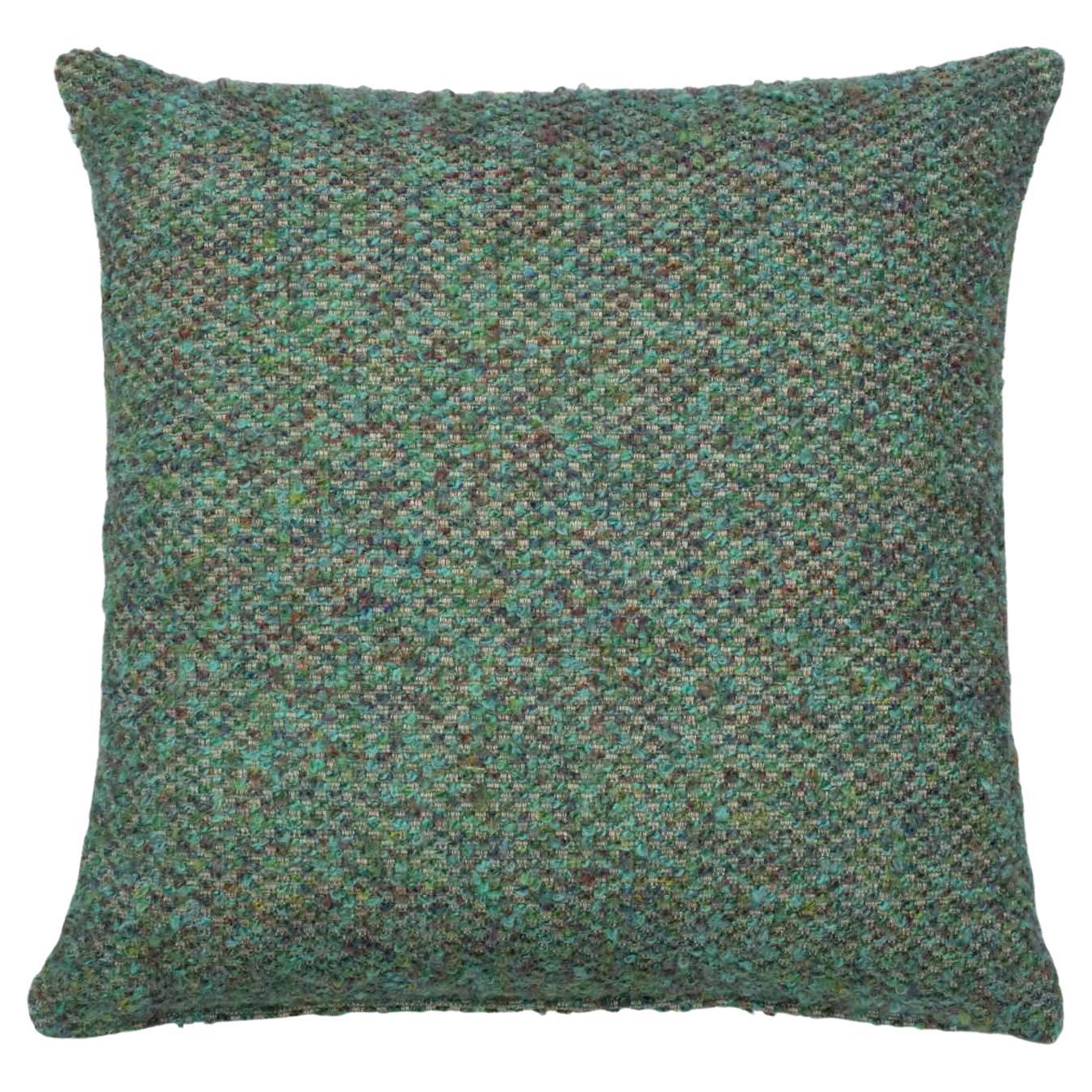 Modern Textured Throw Pillow Turquoise Blue "Brazil" by Evolution21 For Sale