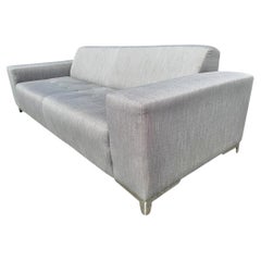 Modern Thayer Coggin Silver Upholstered Sofa
