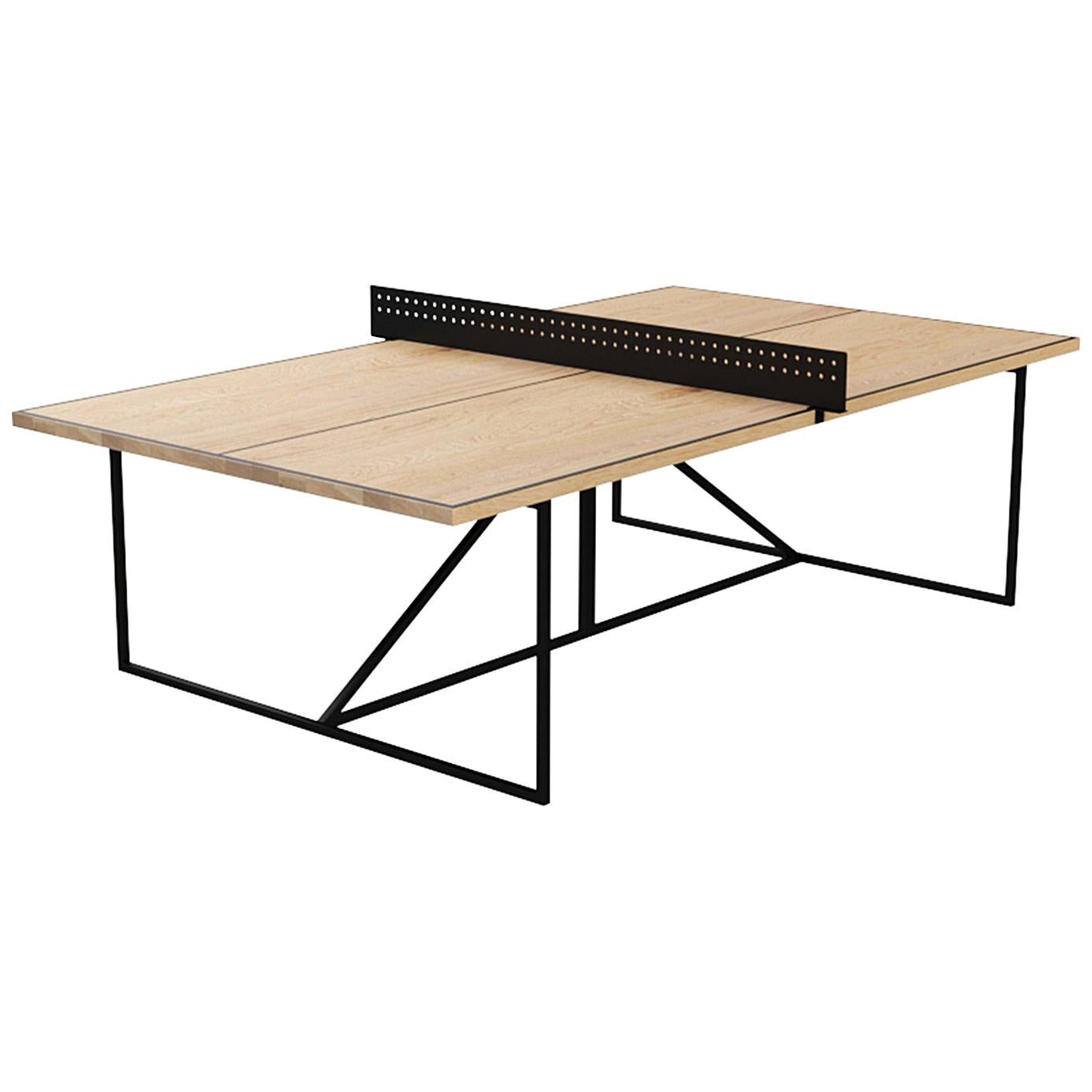 Modern "The Break" Ping Pong Table with Oak Playing Surface & Steel Base