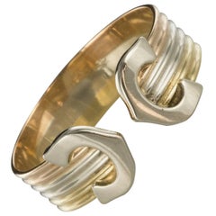 Modern Three Golds Double C Cartier Style Band Ring