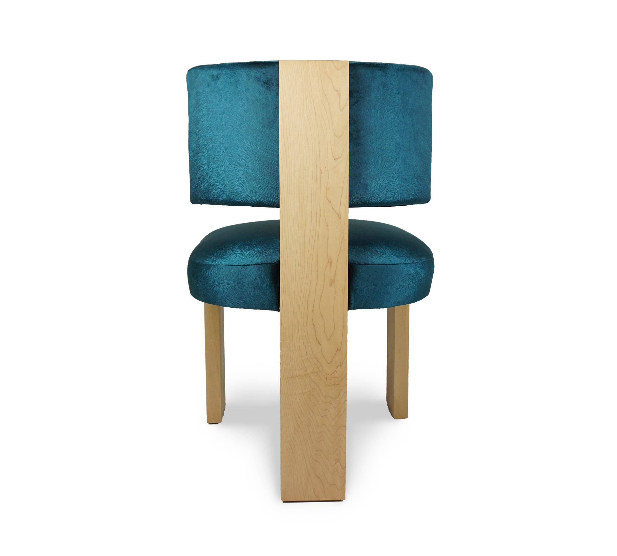 Maple Modern Three-Legged Dining Chair For Sale