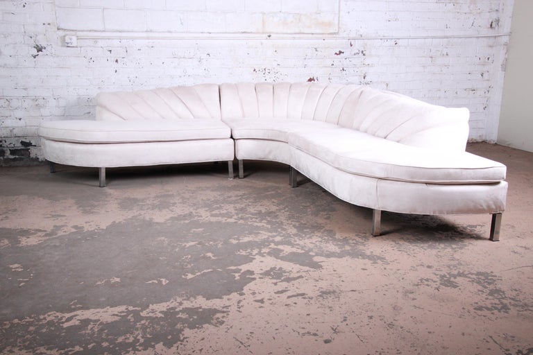 Modern Three Piece Curved Sectional Sofa On Chrome Legs At 1stdibs