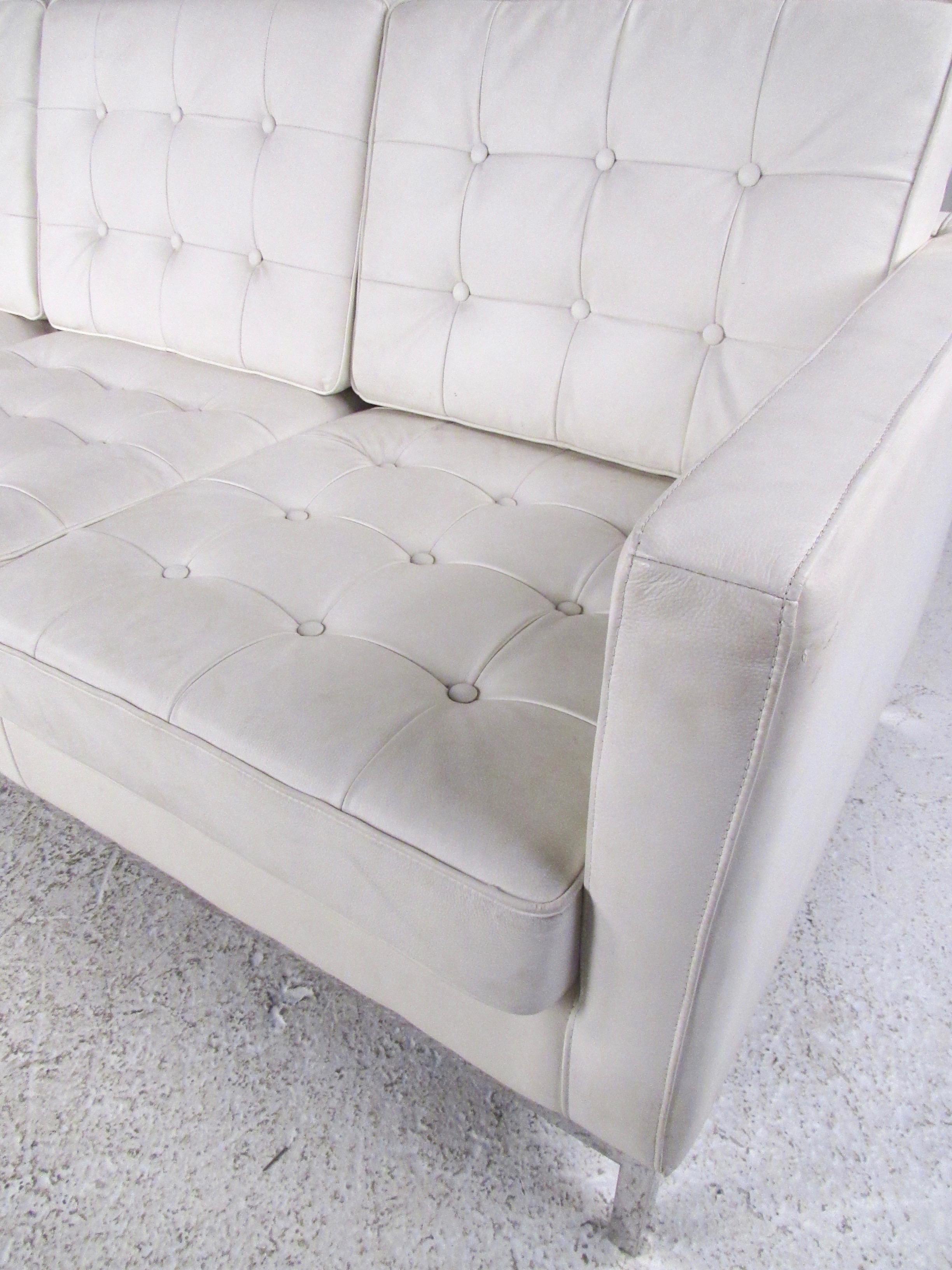 Modern Three-Seat Sofa with Chrome Frame 1