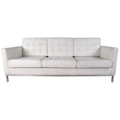 Modern Three-Seat Sofa with Chrome Frame