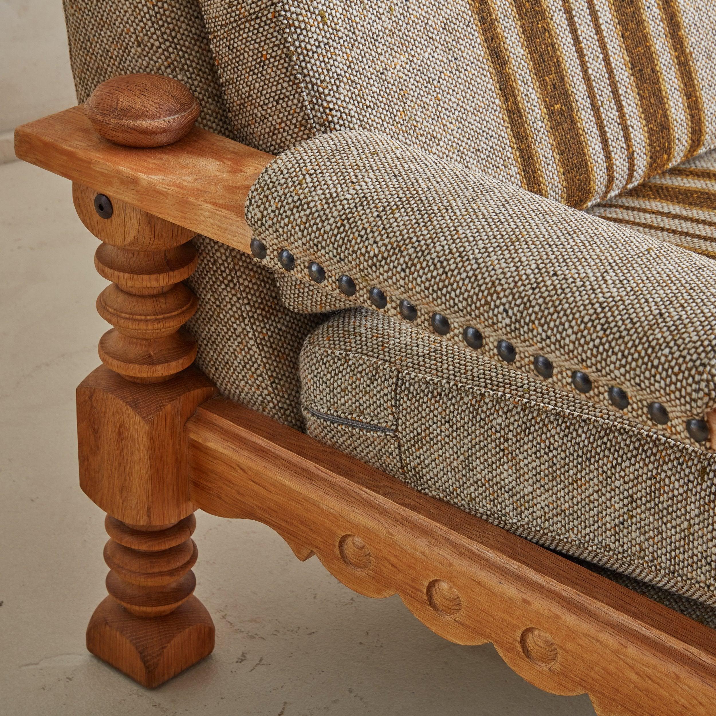 Modern Three-Seat Striped Sofa Attributed to Henning Kjærnulf, Denmark 1970s 3