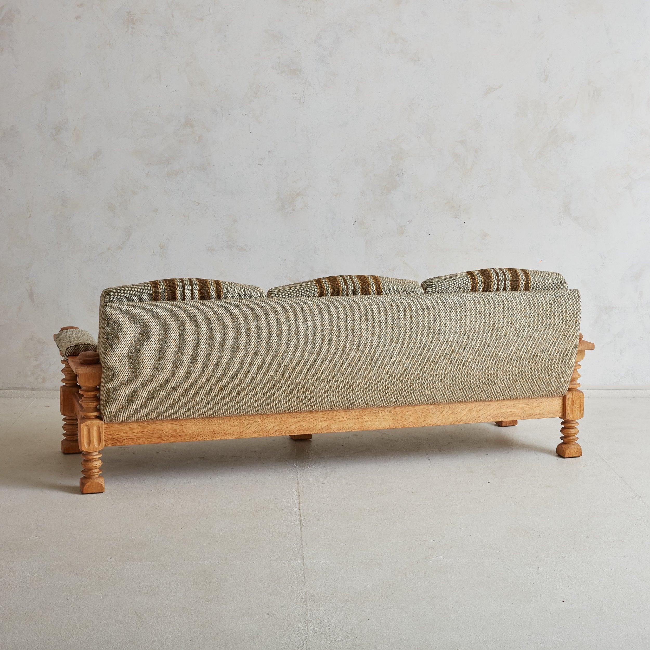 Scandinavian Modern Modern Three-Seat Striped Sofa Attributed to Henning Kjærnulf, Denmark 1970s