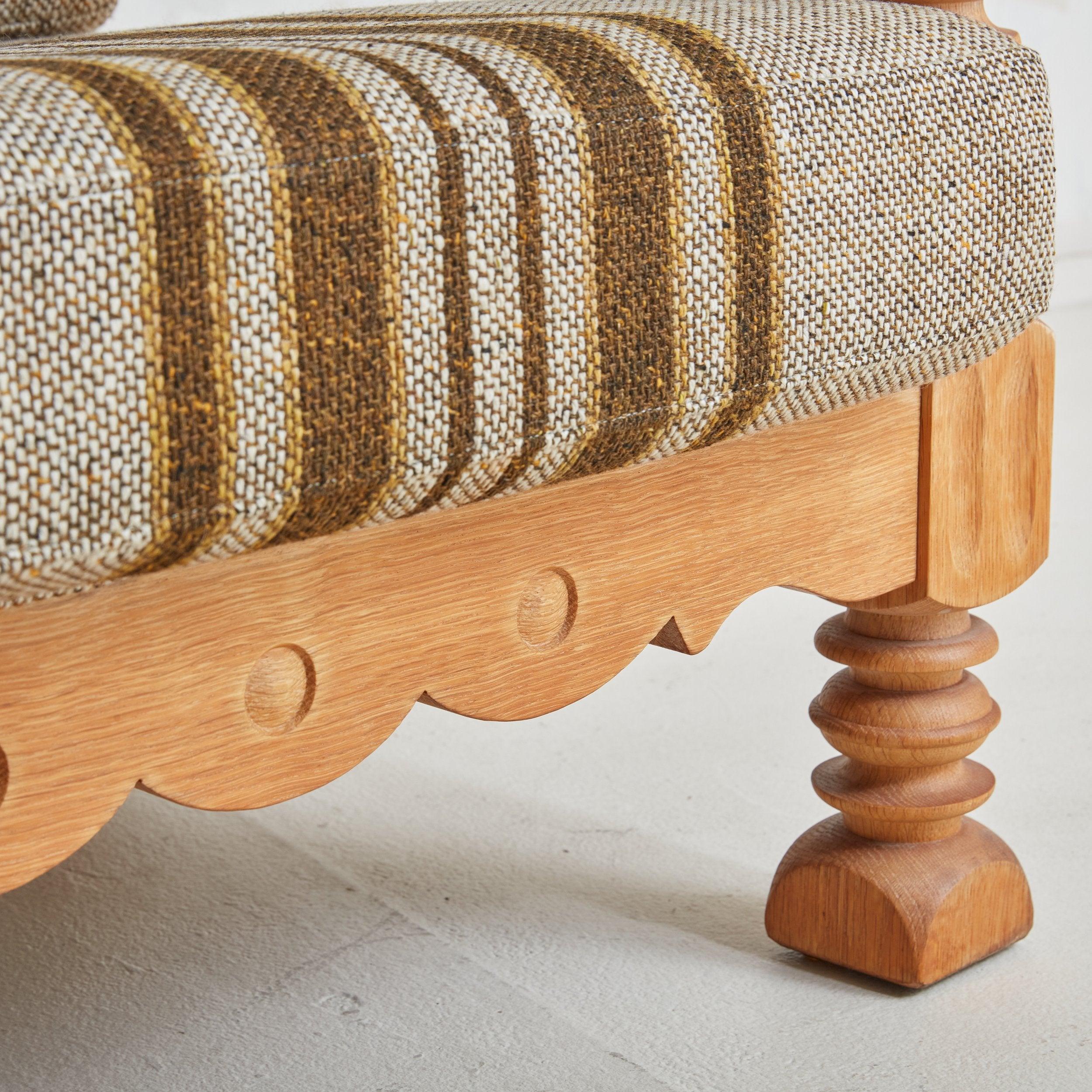 Modern Three-Seat Striped Sofa Attributed to Henning Kjærnulf, Denmark 1970s In Good Condition In Chicago, IL