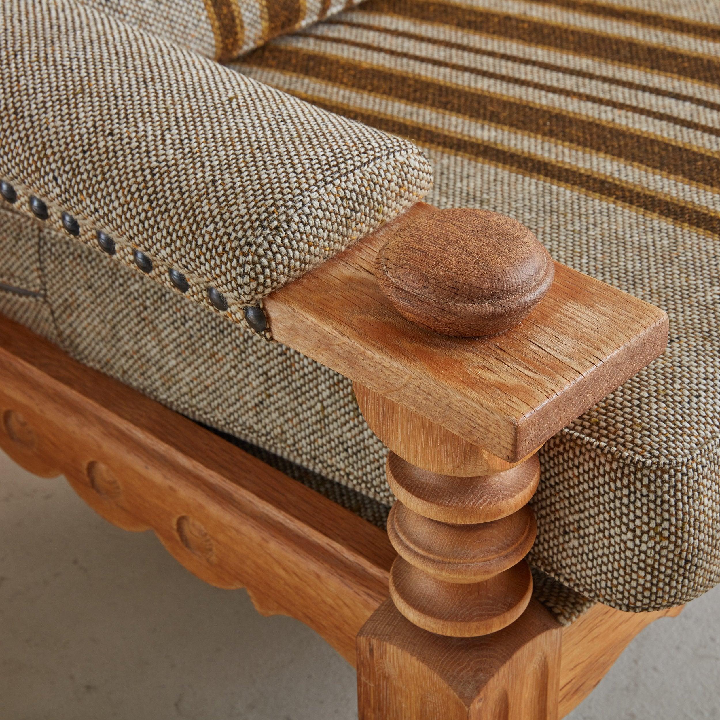 Modern Three-Seat Striped Sofa Attributed to Henning Kjærnulf, Denmark 1970s 1