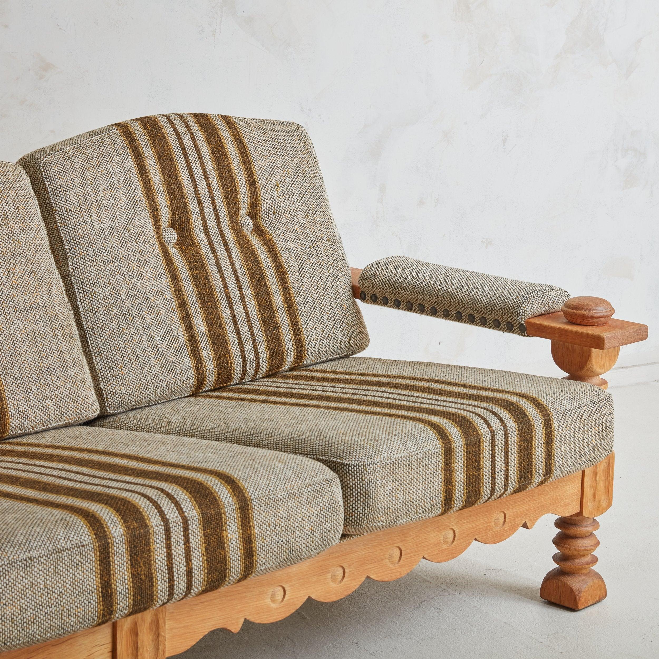 Modern Three-Seat Striped Sofa Attributed to Henning Kjærnulf, Denmark 1970s 2