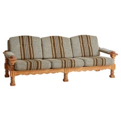 Modern Three-Seat Striped Sofa Attributed to Henning Kjærnulf, Denmark 1970s