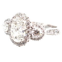 Modern Three Stone Diamond Cluster Ring